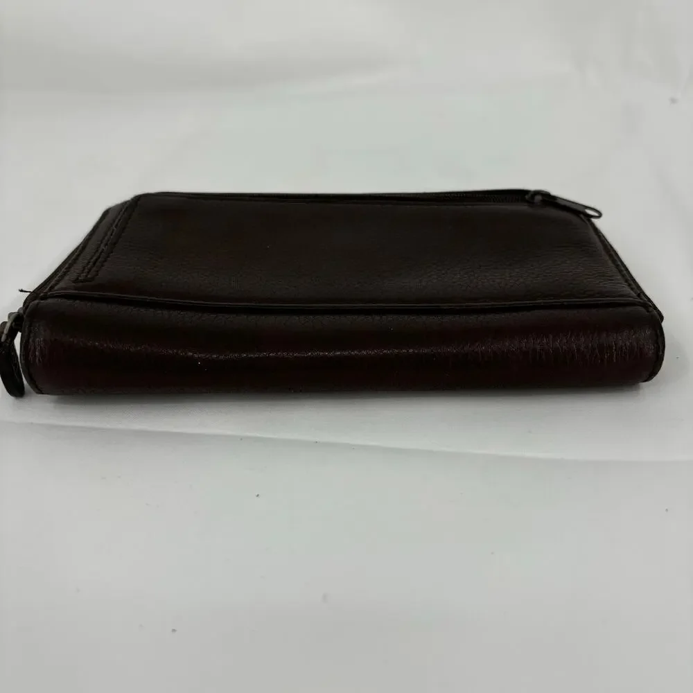 Rolfs Checkbook Wallet Brown Leather Zip Around Magnetic‎ Snap 7.5 x 4 Inch